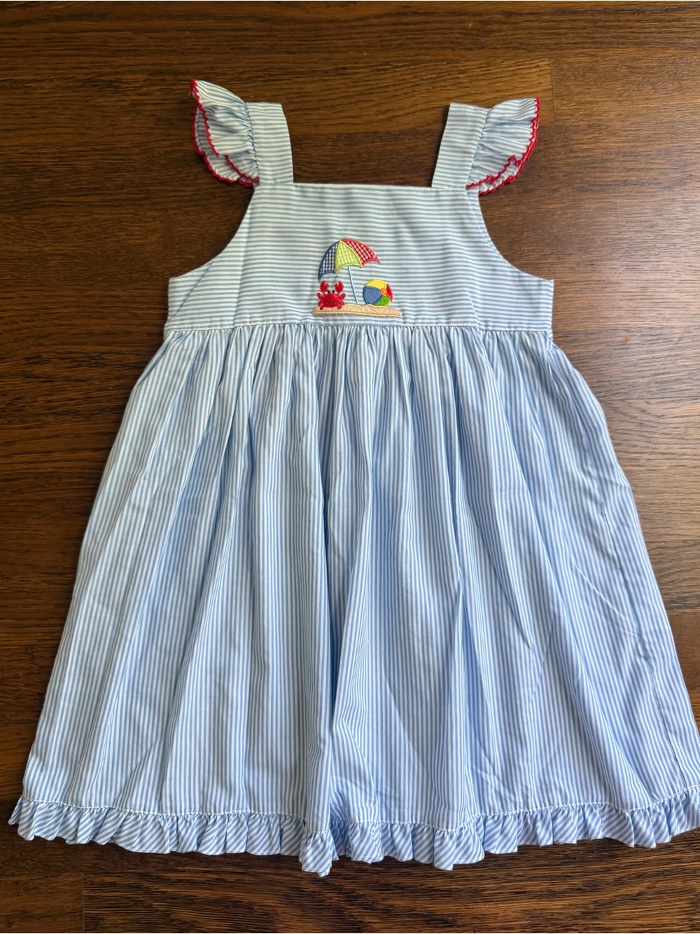 Petit Bebe Striped Sundress with Beach Appliqué